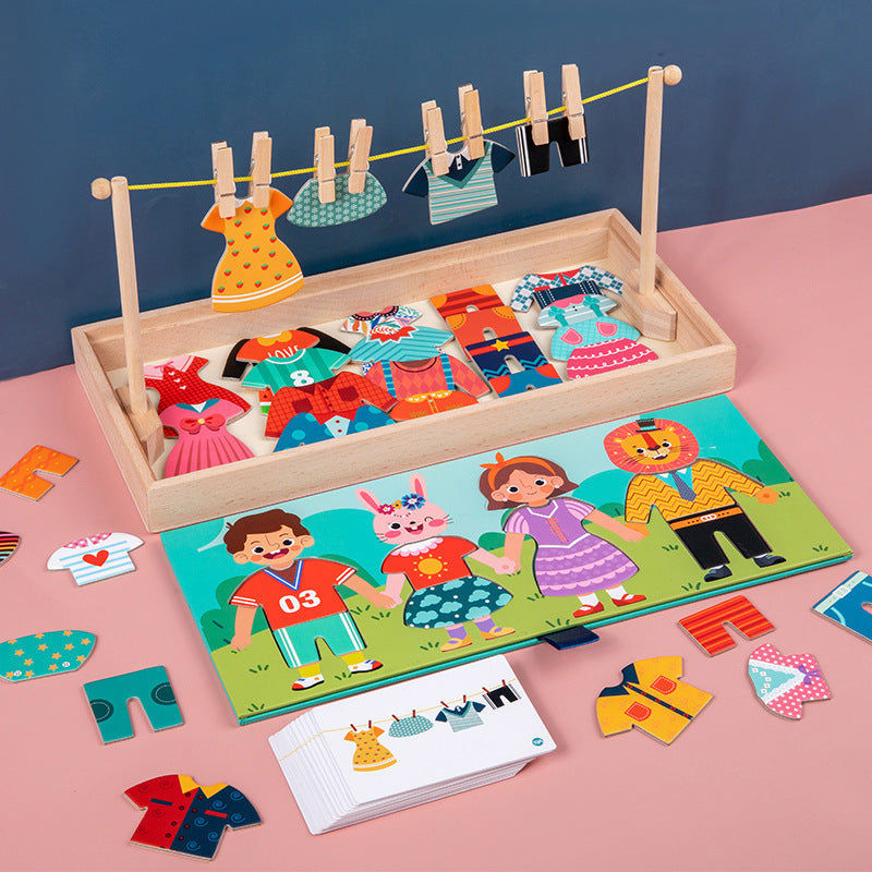 Juego Montessori de Vestir y Colgar con Pinzas para Potenciar la Creatividad