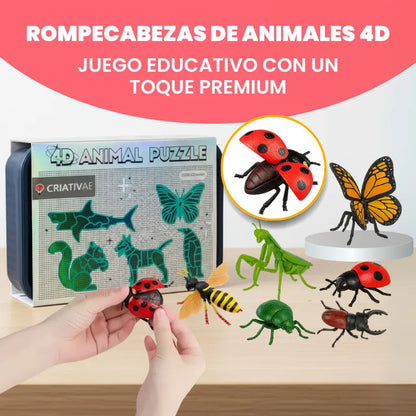 Kit de Rompecabezas 4D de Animales – Juguete Educativo para Armar 8 Animales o Insectos | CRIATIVAE
