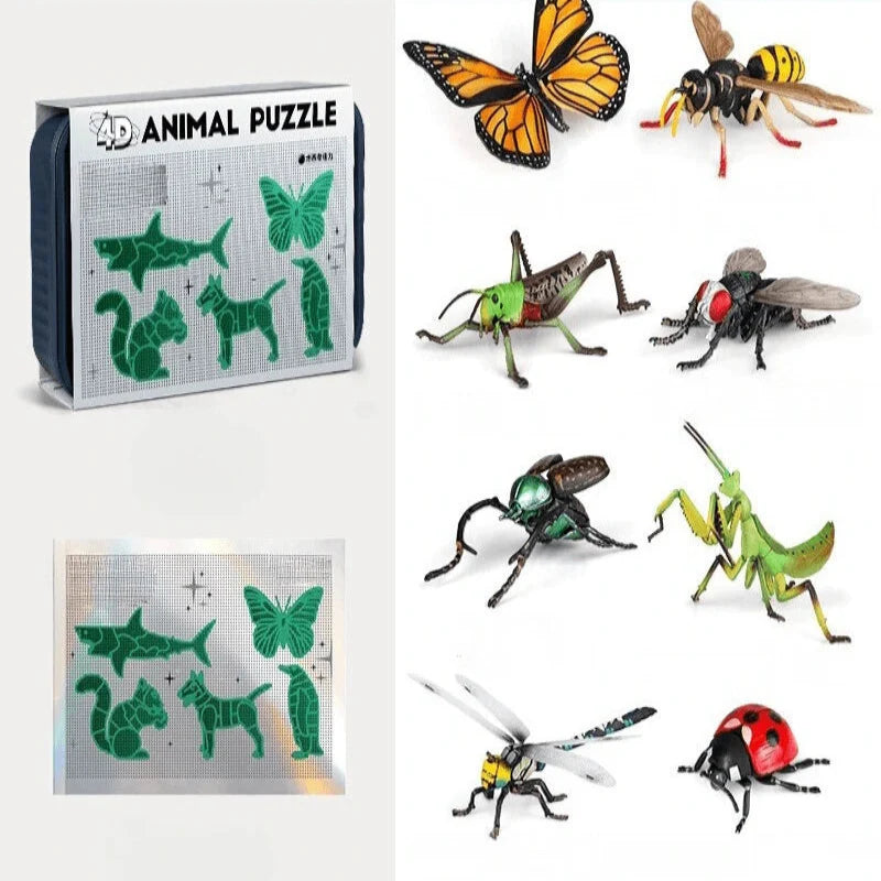 Kit de Rompecabezas 4D de Animales – Juguete Educativo para Armar 8 Animales o Insectos | CRIATIVAE
