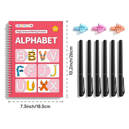 Kit de 6 Cuadernos Mágicos Reutilizables de Caligrafía y Escritura para Niños con Alfabeto Números Vocabulario Matemáticas y Dibujo - Criativae