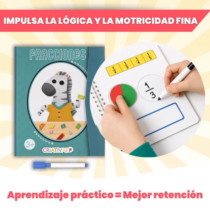 Libro Montessori Didáctico Magnético de Fracciones - Criativae