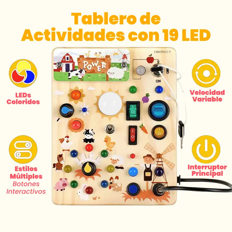 Busy Board Montessori de Madera – Panel Sensorial Interactivo Criativae