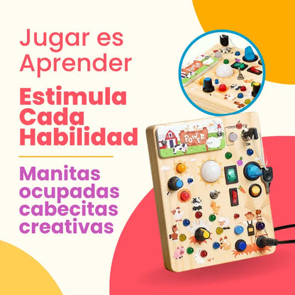 Busy Board Montessori de Madera – Panel Sensorial Interactivo Criativae