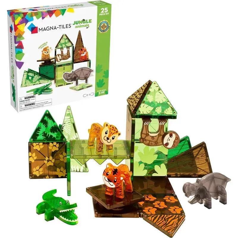 Magna-Tiles - Juego de Construcción Magnético Jungle Animals de 25 Piezas