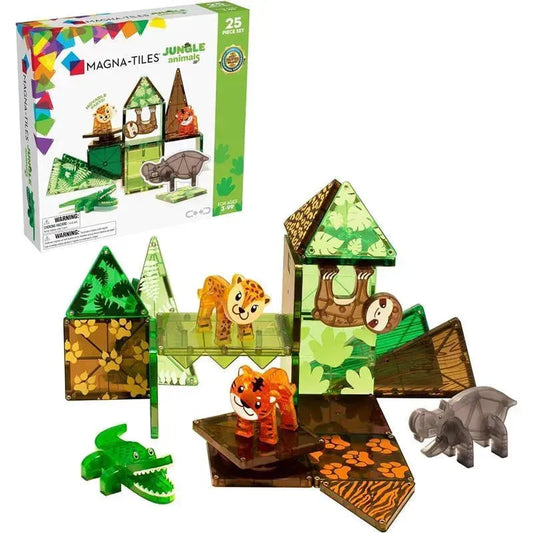 Magna-Tiles - Juego de Construcción Magnético Jungle Animals de 25 Piezas